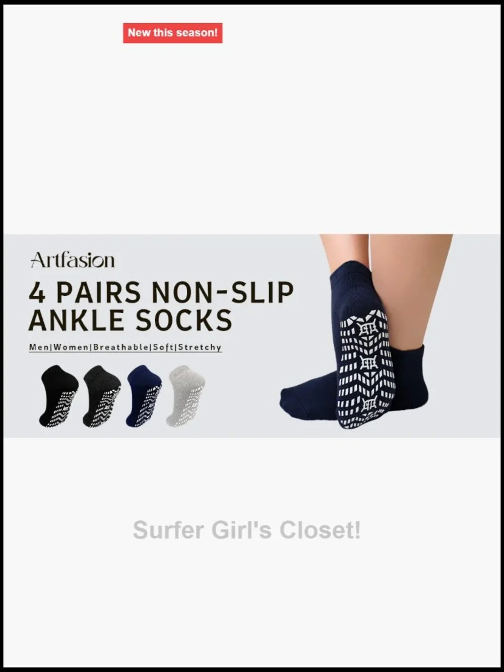 Non-Slip Grip Socks for Men Grippy Hospital Socks with Arch Support
